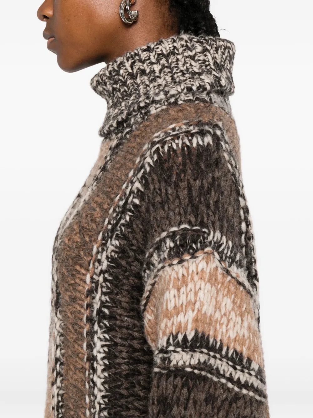 Mouline knit turtleneck, brown