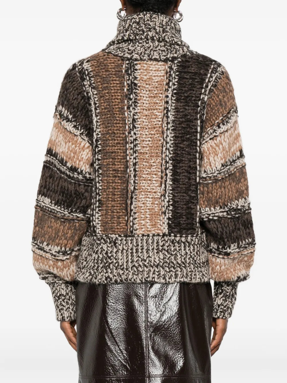 Mouline knit turtleneck, brown