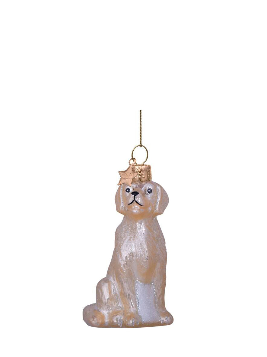Golden retriever glass ornament