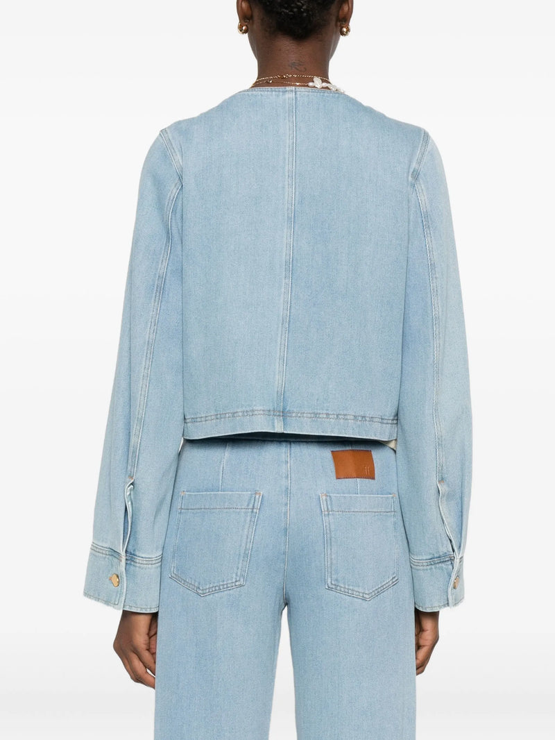 Cavalry denim jacket double breasted, light blue