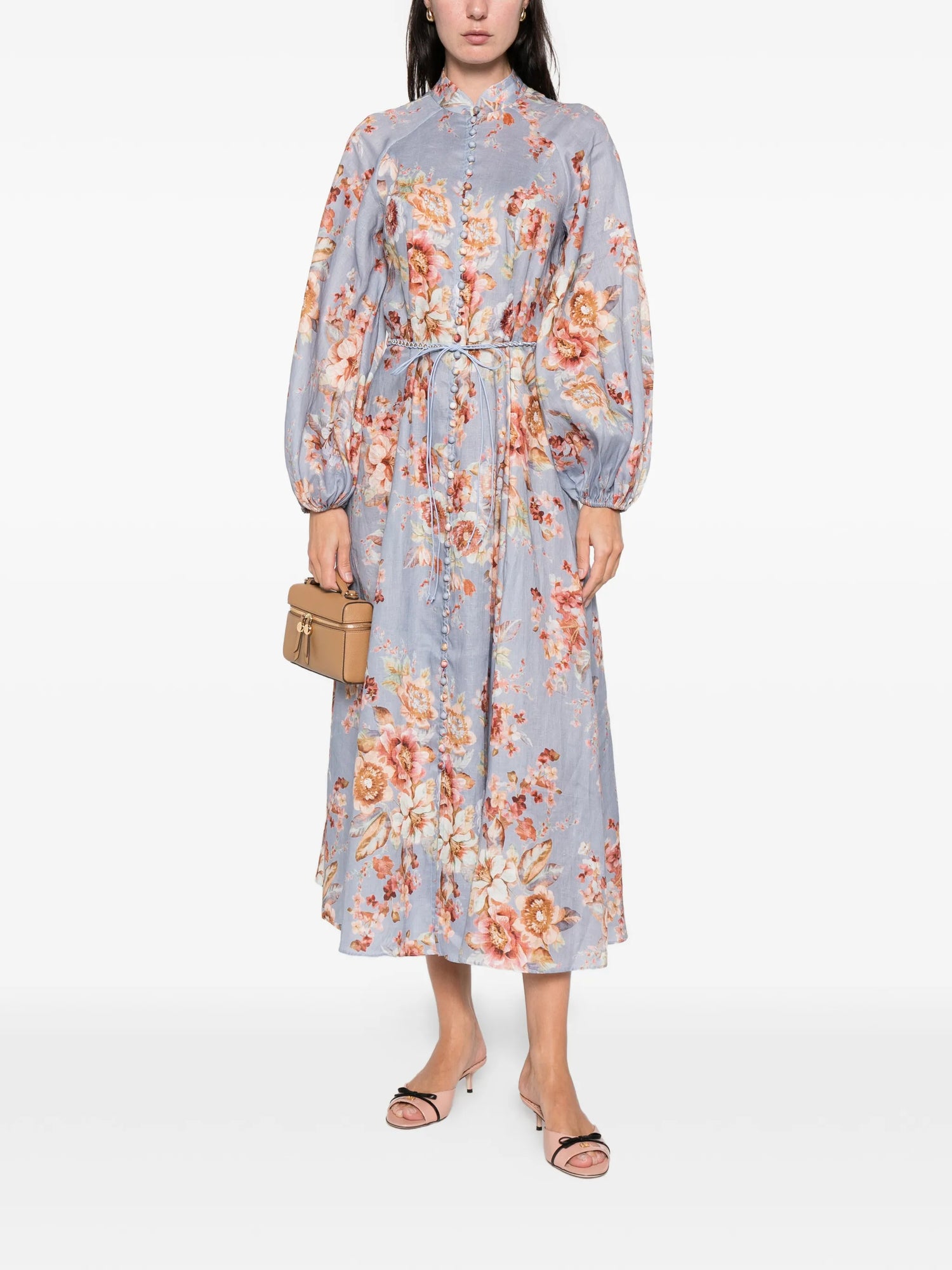 Awaken Billow Long Dress, chambray floral