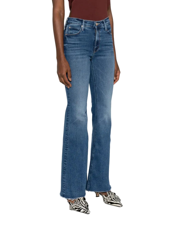 The doozy sneak fray flare jeans, `Let's split` blue wsh