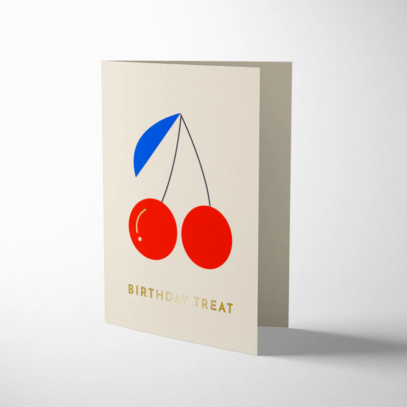 Birthday treat graphic cherries birthday card