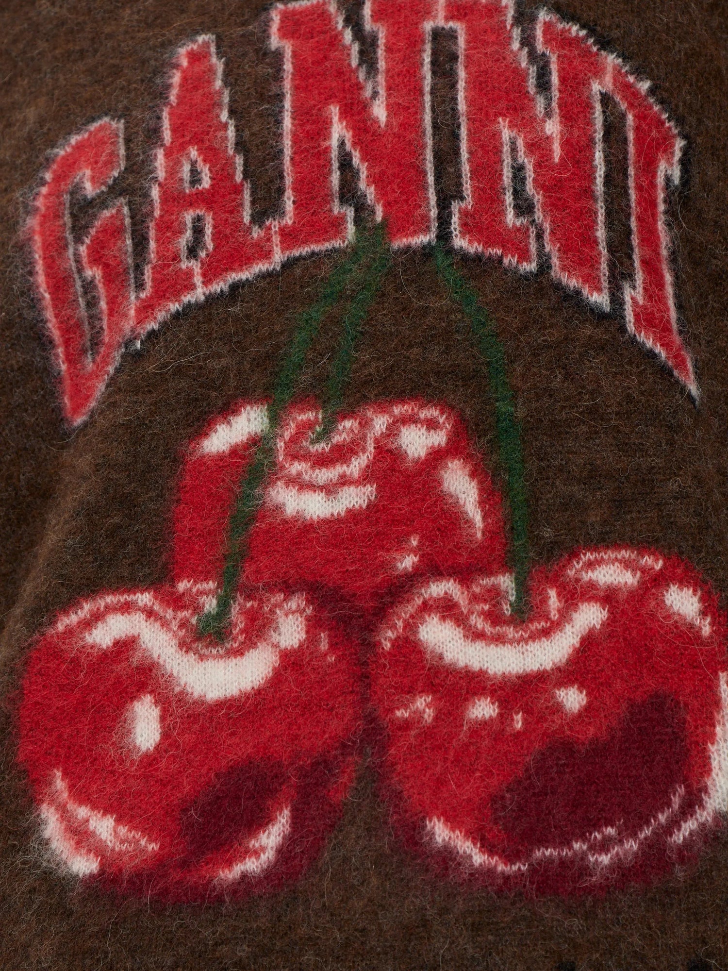 Brushed alpaca graphic oversized sweater, brown