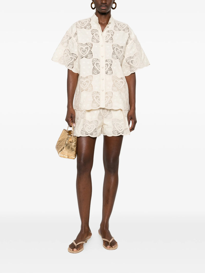 Wanderlust crochet shirt, ivory