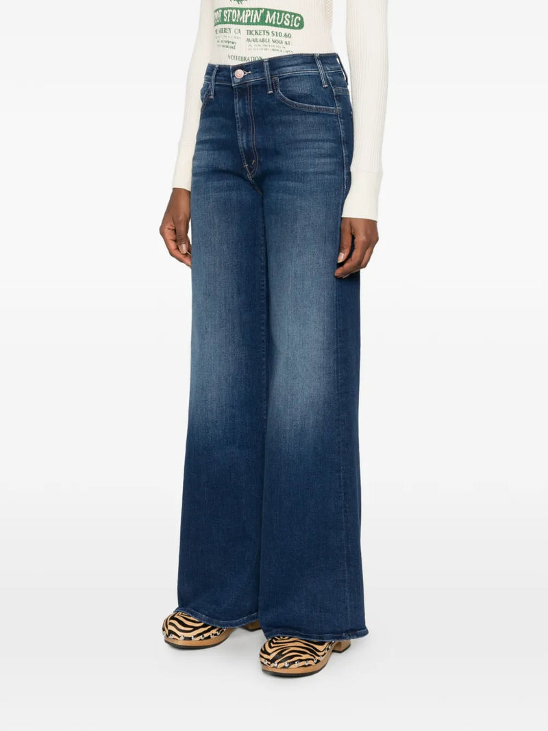 The hustler roller sneak wide leg jeans, `Troublemaker` dark blue wash