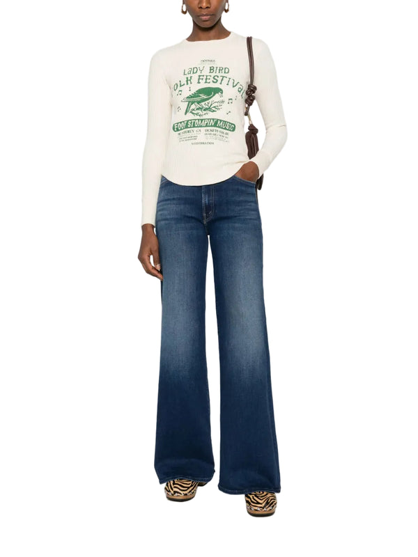 The hustler roller sneak wide leg jeans, `Troublemaker` dark blue wash