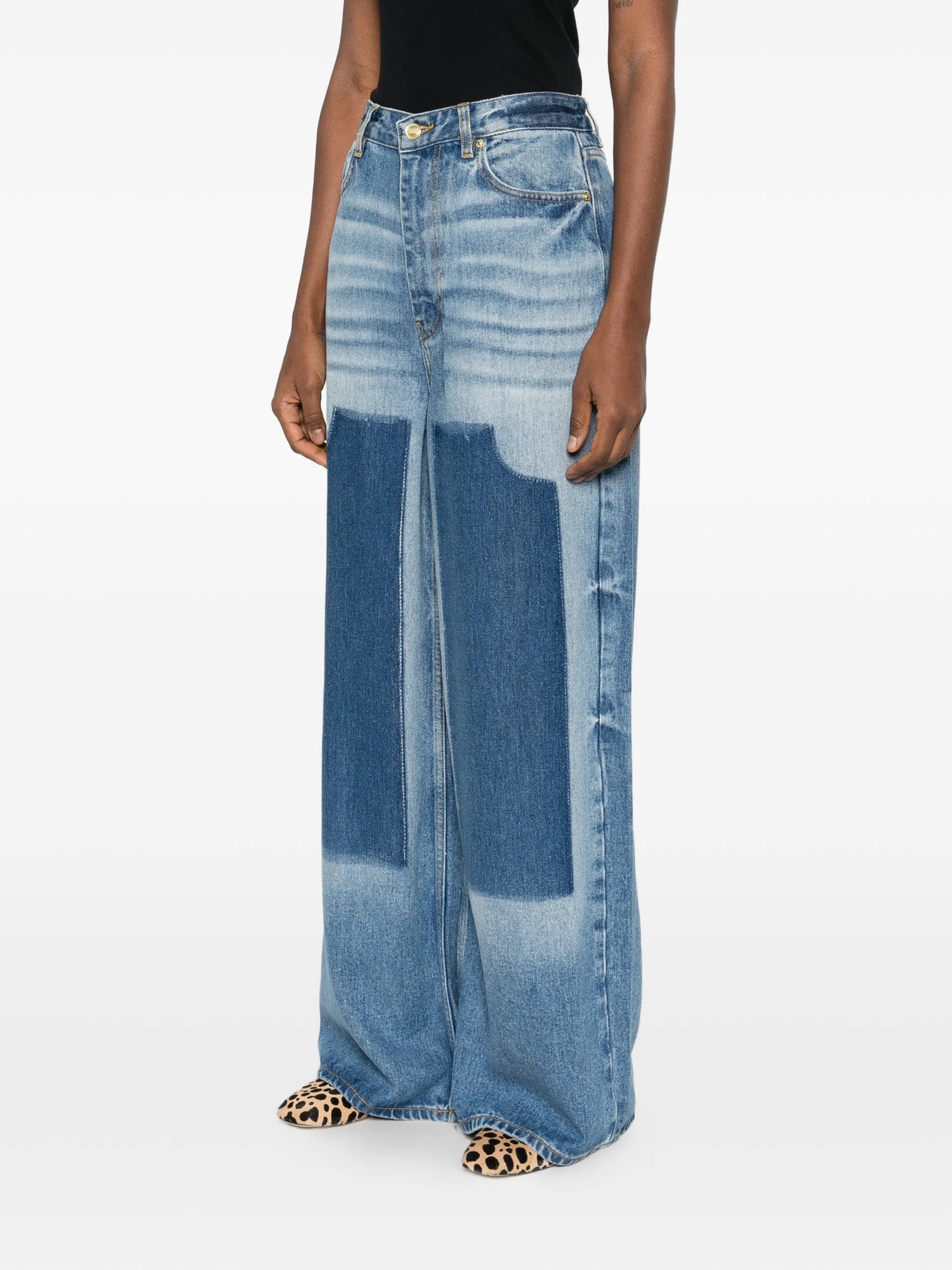 Light weight denim two-tone baggy jeans, tint wash