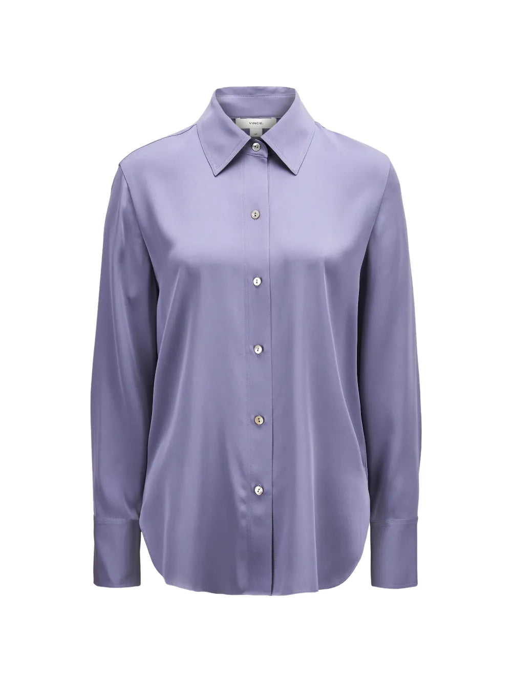 Long sleeve button down silk blouse, lavender
