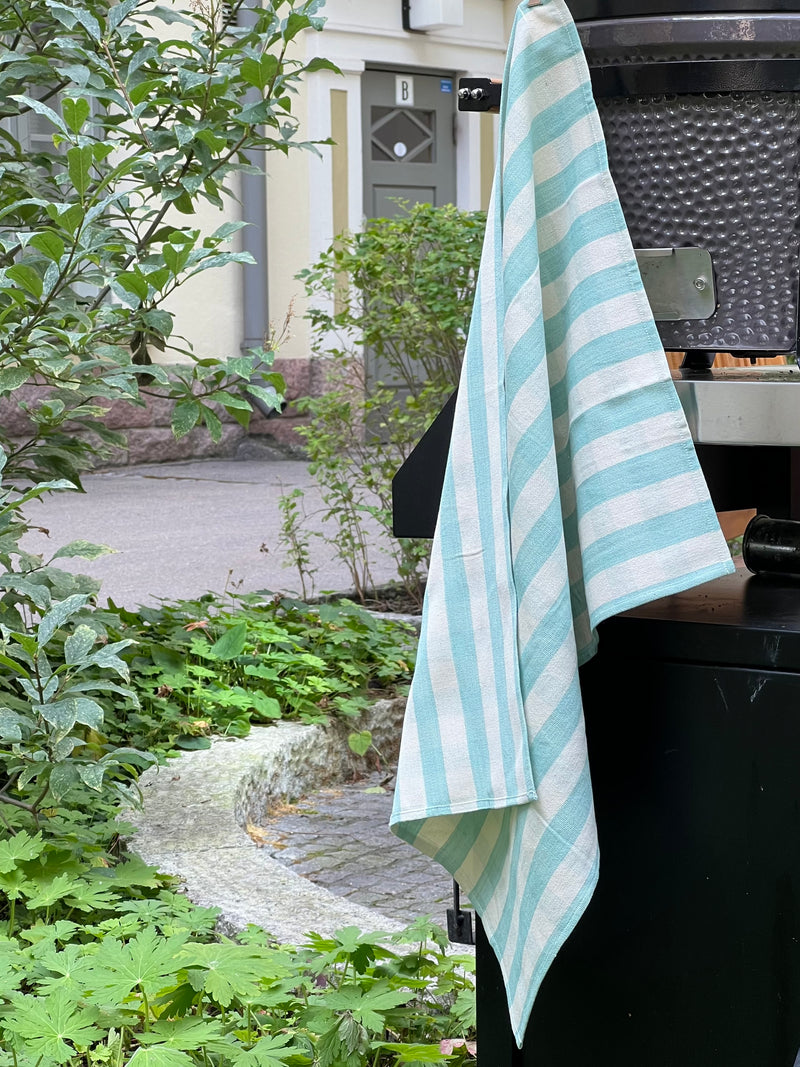 Cotton kitchen towel, Celadon green/Off-white