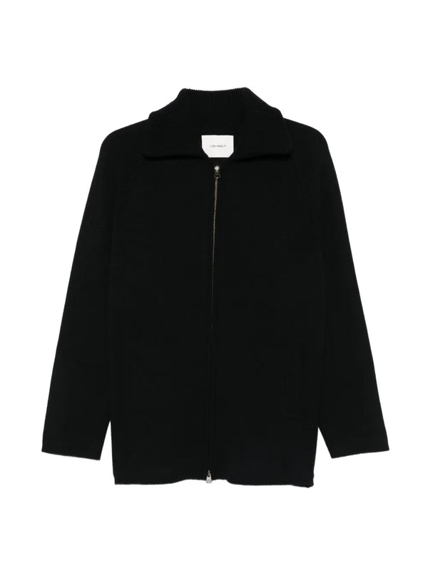 Gardenia cashmere zip cardigan jacket, black