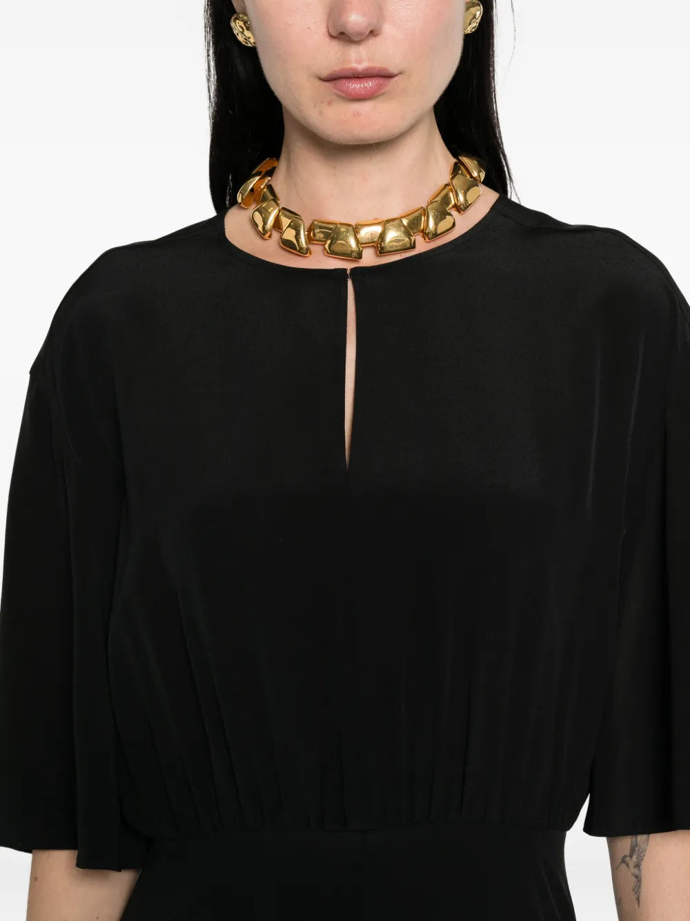 Silsila silk crepe dress, black