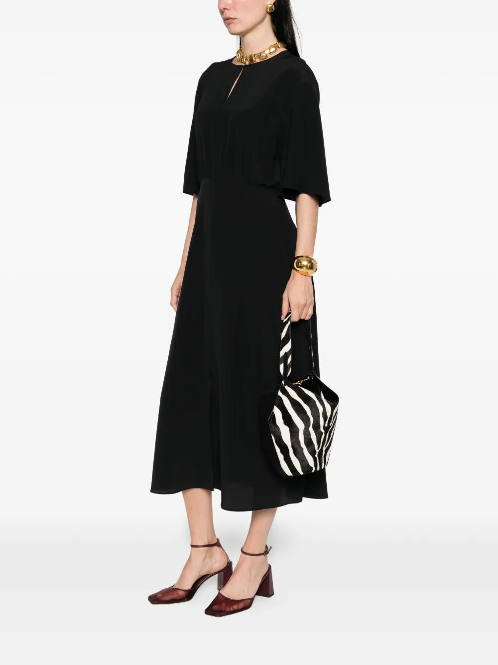 Silsila silk crepe dress, black