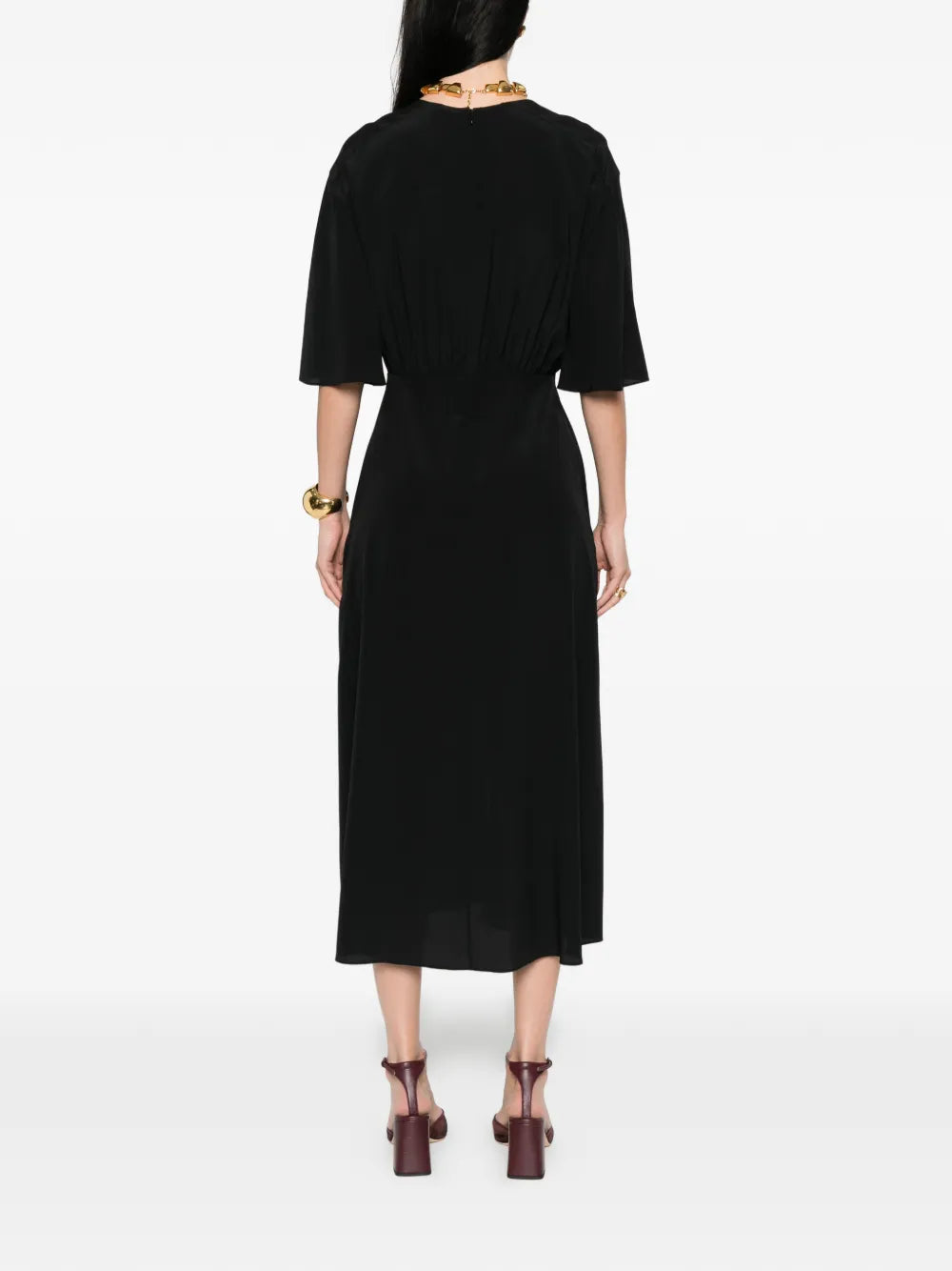 Silsila silk crepe dress, black