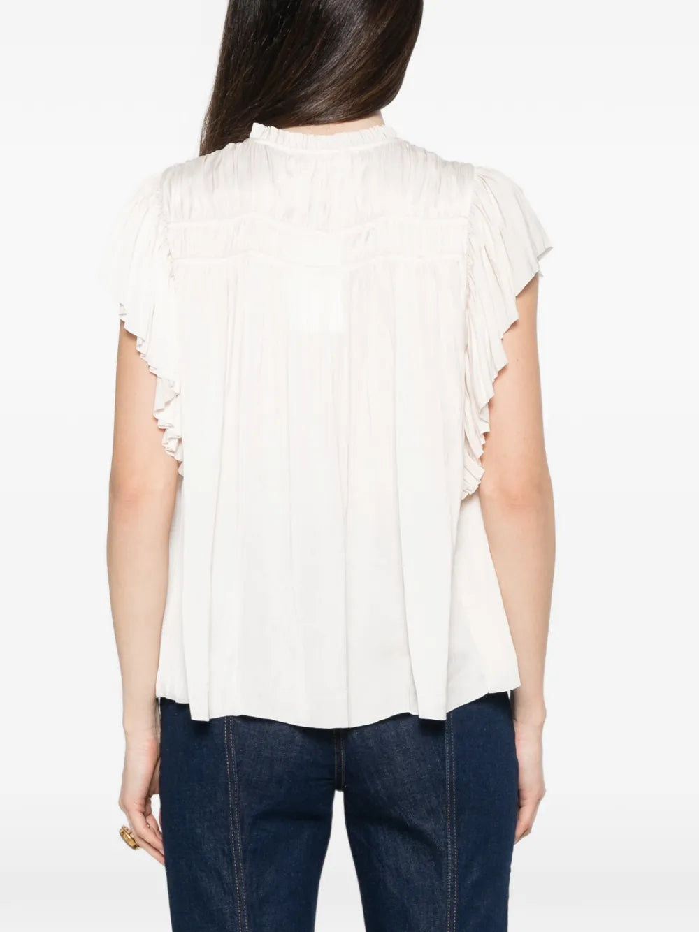 Agosta flutter sleeve top, ivory