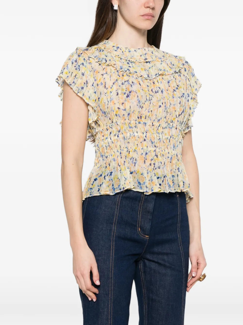 Athene silk top, yellow