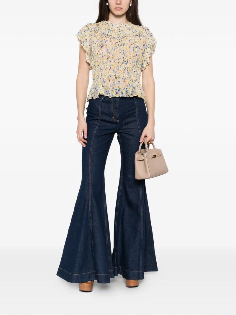 Athene silk top, yellow