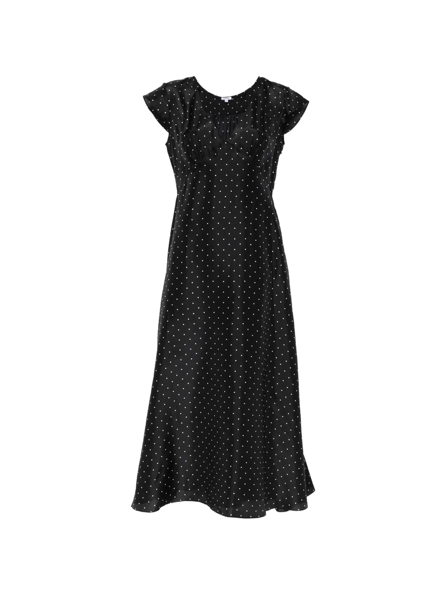 Polka dot silk dress, black