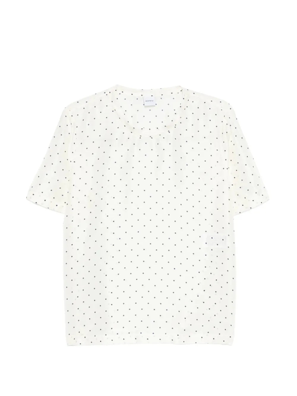 Polka dot habutai silk T-shirt, ivory