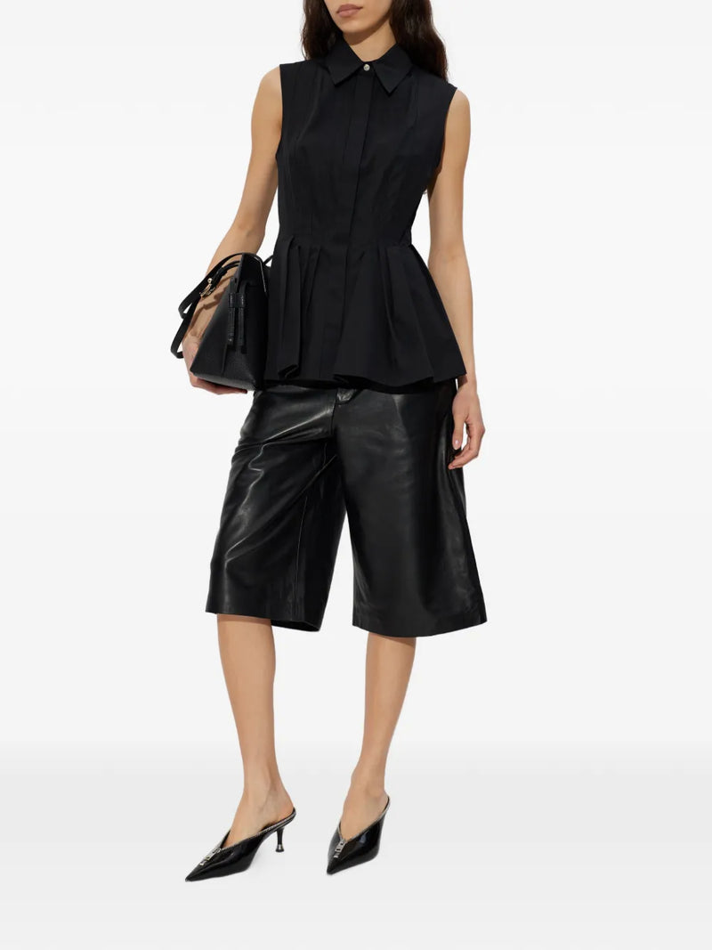 Certosa sleeveless heavy cotton canvas shirt, black