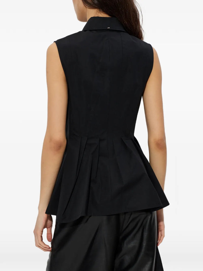 Certosa sleeveless heavy cotton canvas shirt, black