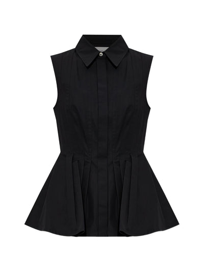 Certosa sleeveless heavy cotton canvas shirt, black