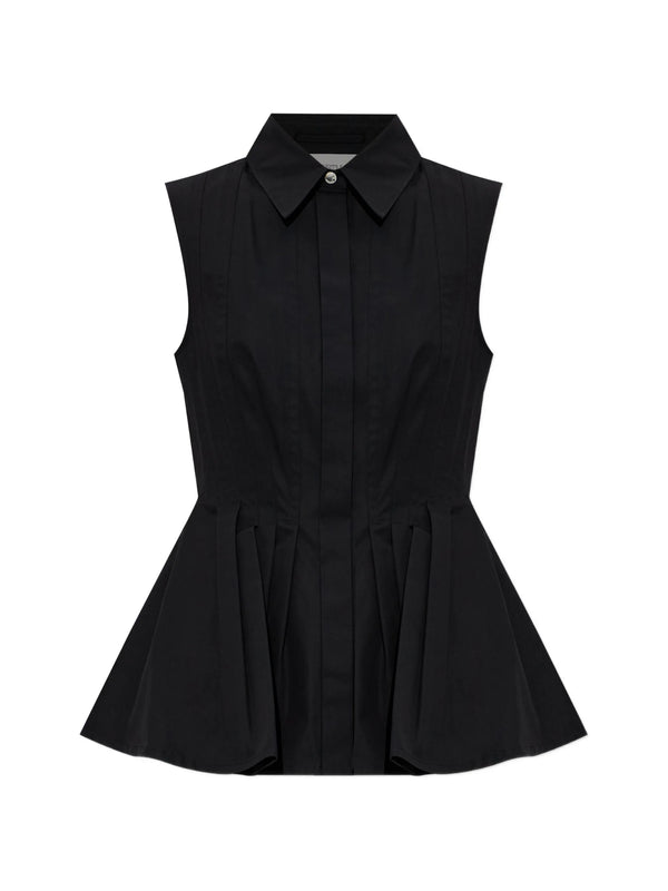 Certosa sleeveless heavy cotton canvas shirt, black