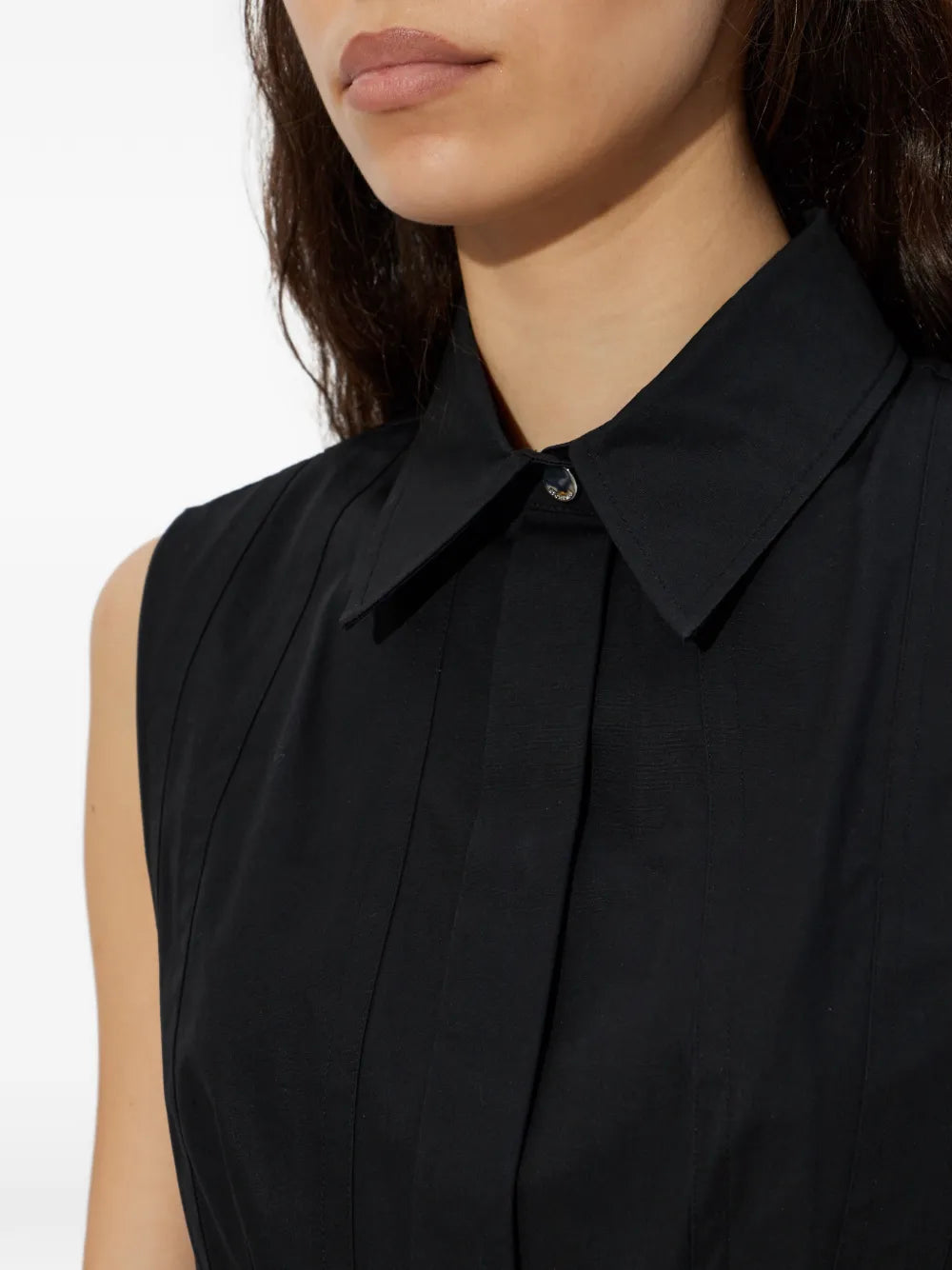 Certosa sleeveless heavy cotton canvas shirt, black