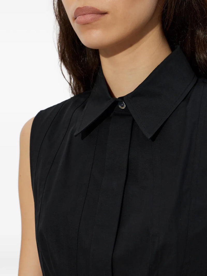 Certosa sleeveless heavy cotton canvas shirt, black