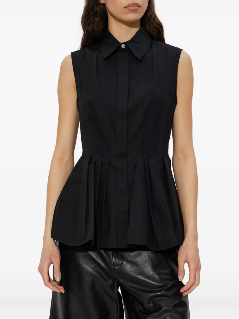 Certosa sleeveless heavy cotton canvas shirt, black