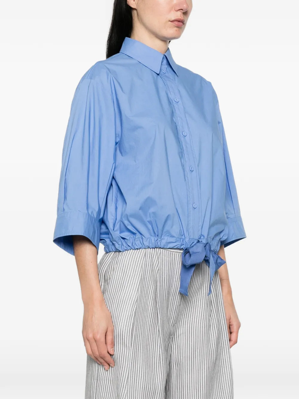 Cotton poplin half sleeve shirt, sky blue