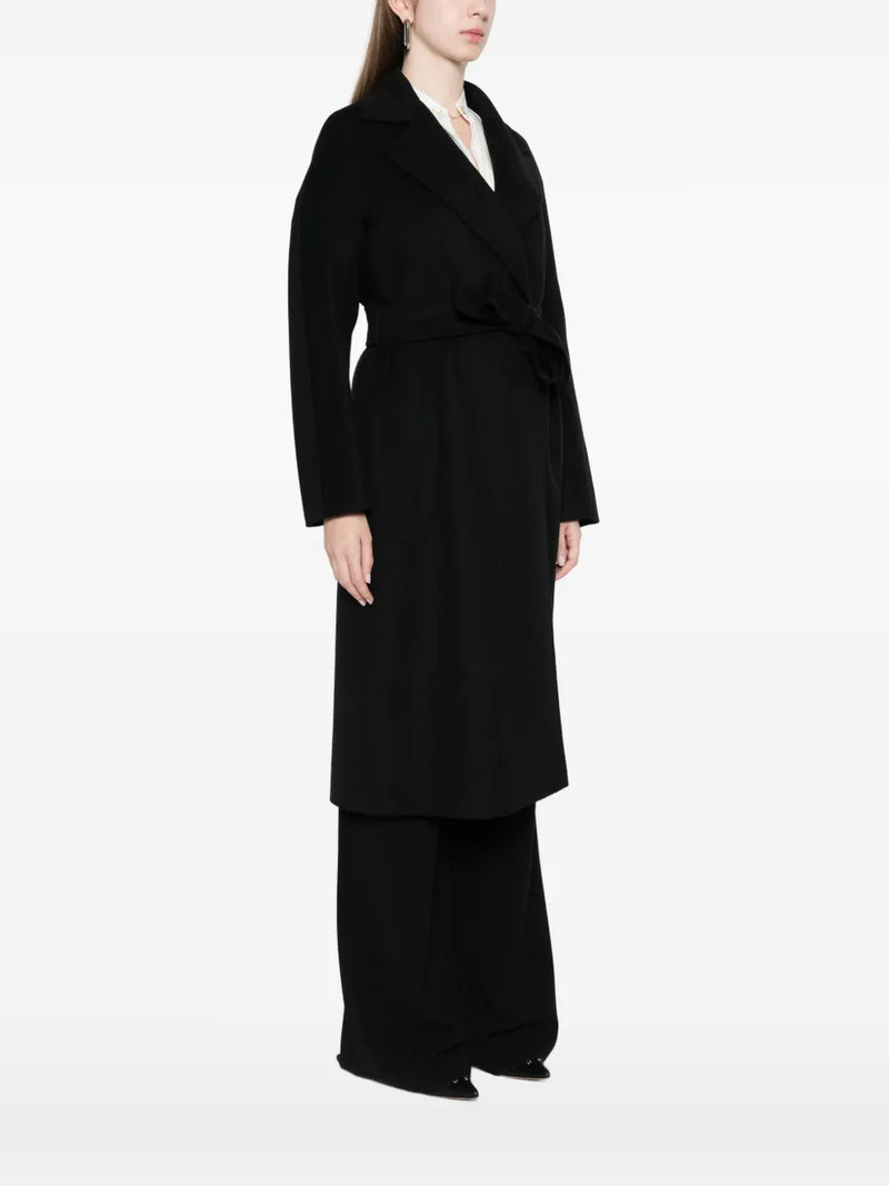 Cles wool-silk wrap coat, black