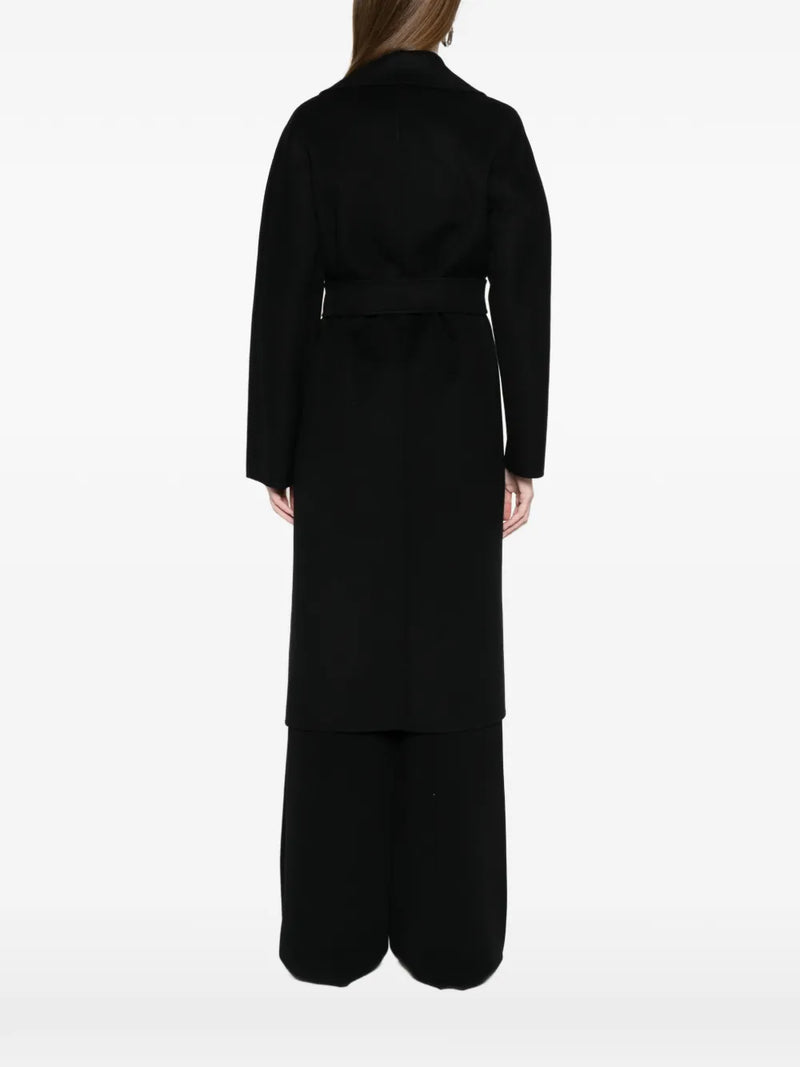 Cles wool-silk wrap coat, black
