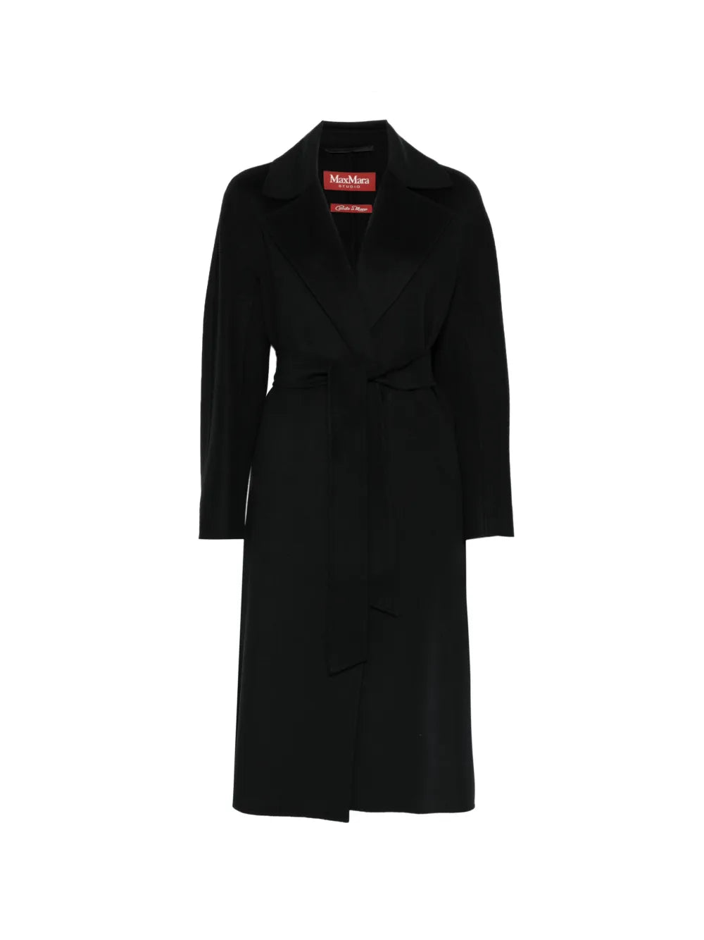 Cles wool-silk wrap coat, black