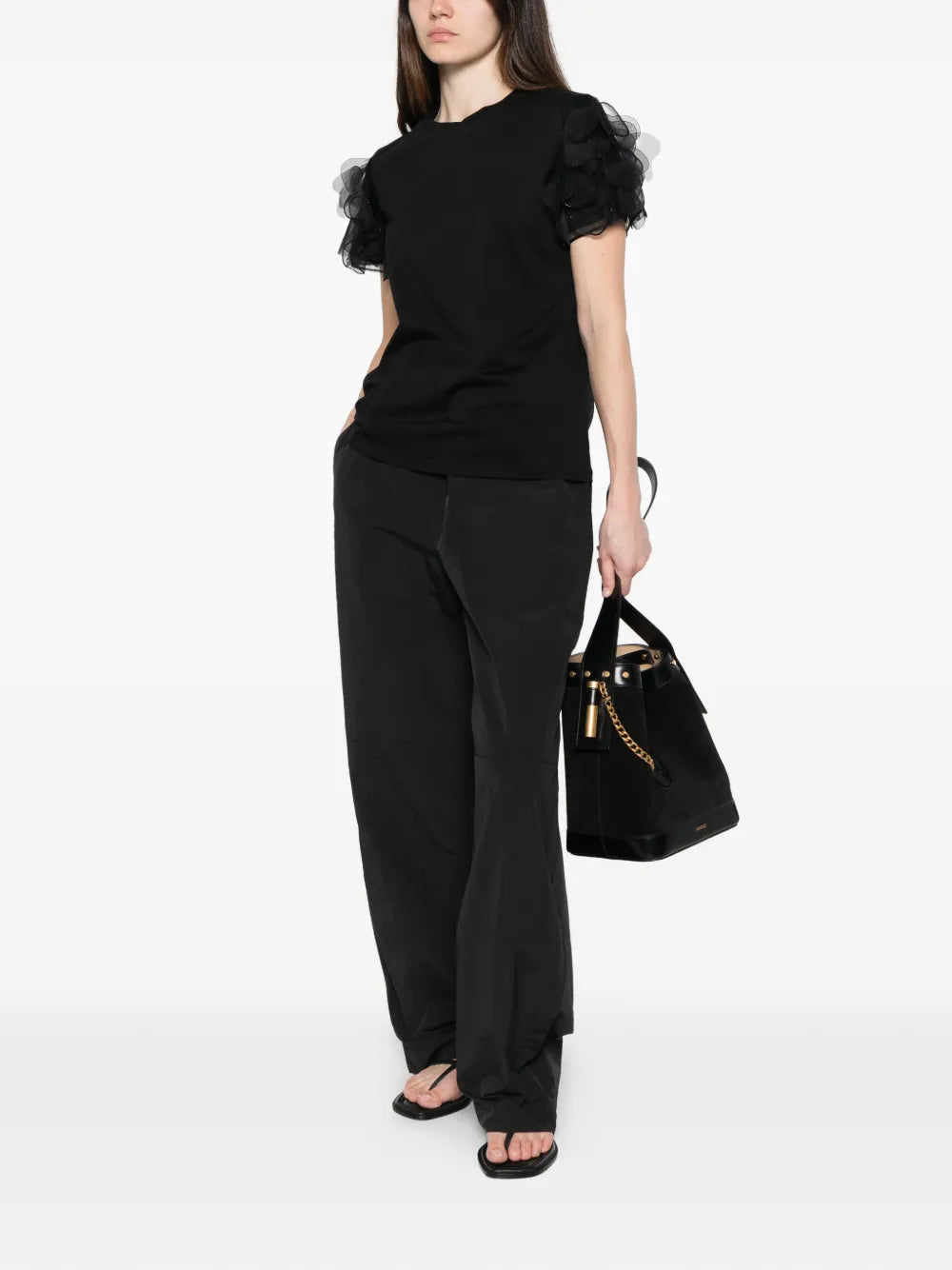 Editti petal cotton t-shirt, black