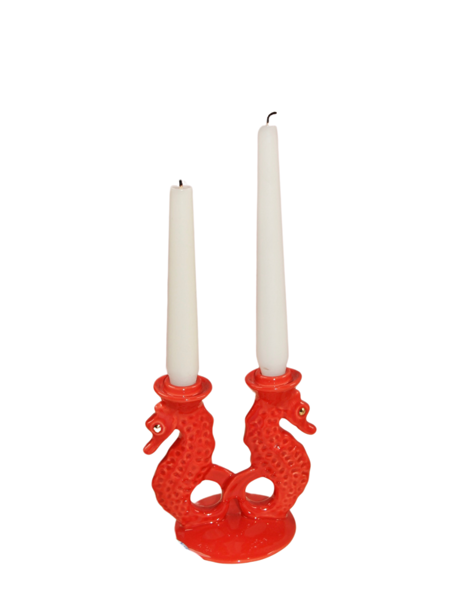 Seahorse chandelier, coral red