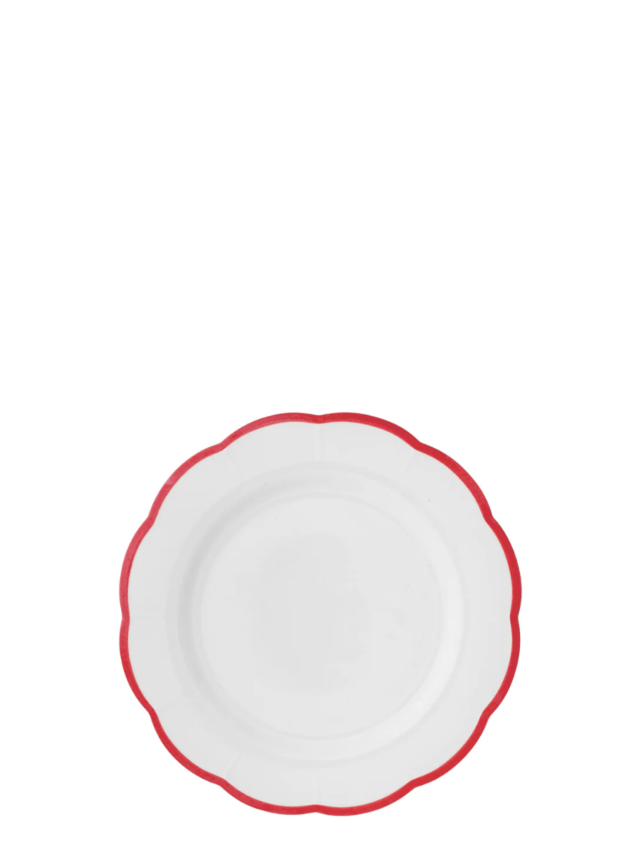 Red scalloped edge fruit plate