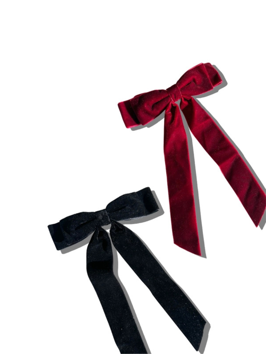 The perfect velvet bow barrette, red or black