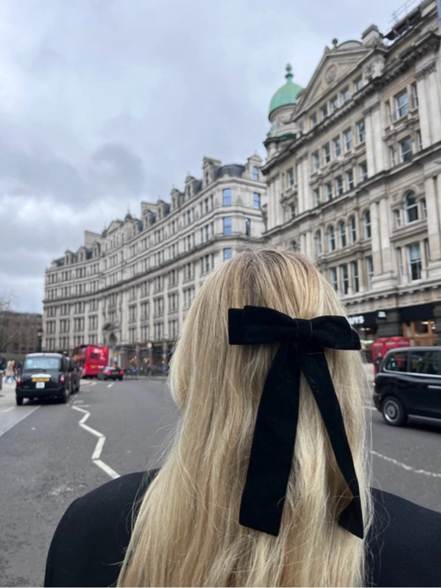 The perfect velvet bow barrette, red or black