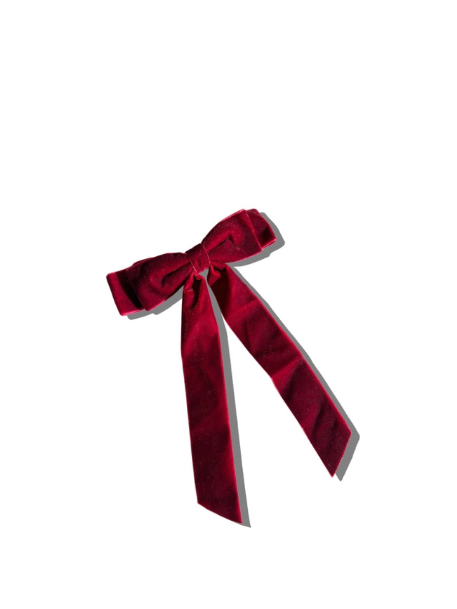 The perfect velvet bow barrette, red or black