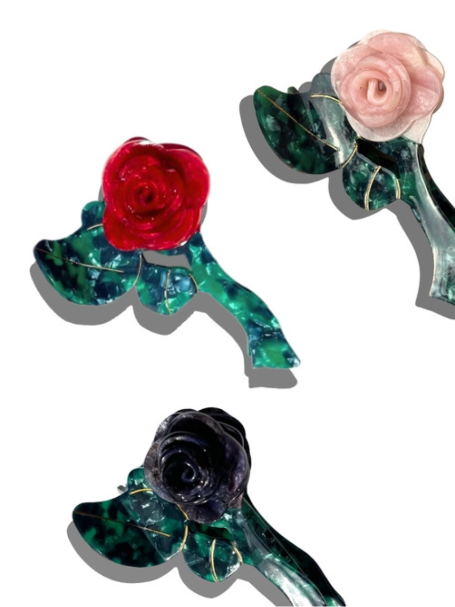 Origami rose flower hair claw clip