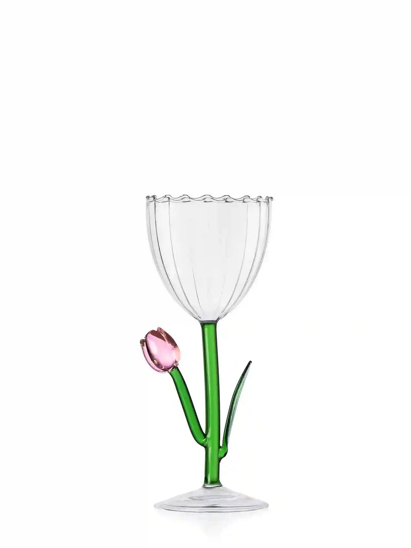 Pink tulip wine glass, botanica collection