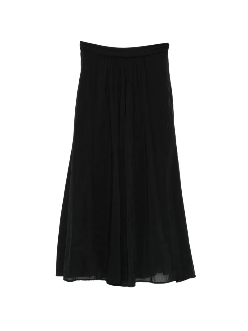 Silk cotton voile midi skirt, black