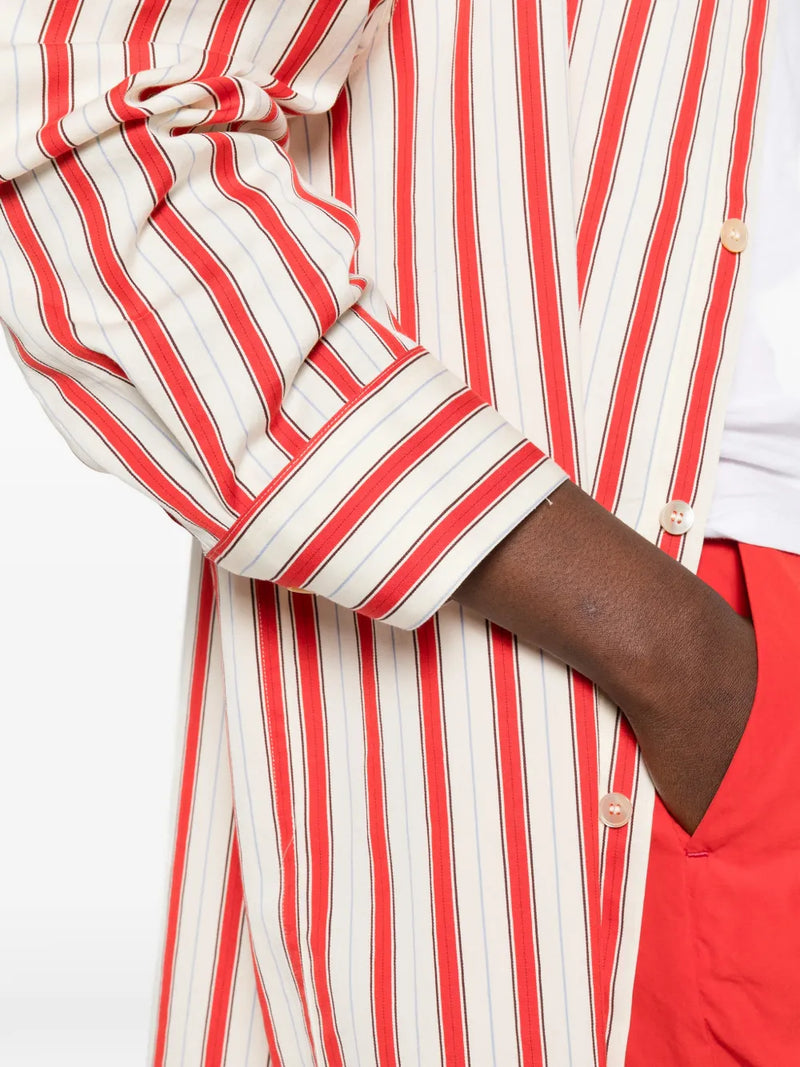 Contemporary cotton pinstripe oversize shirt, red