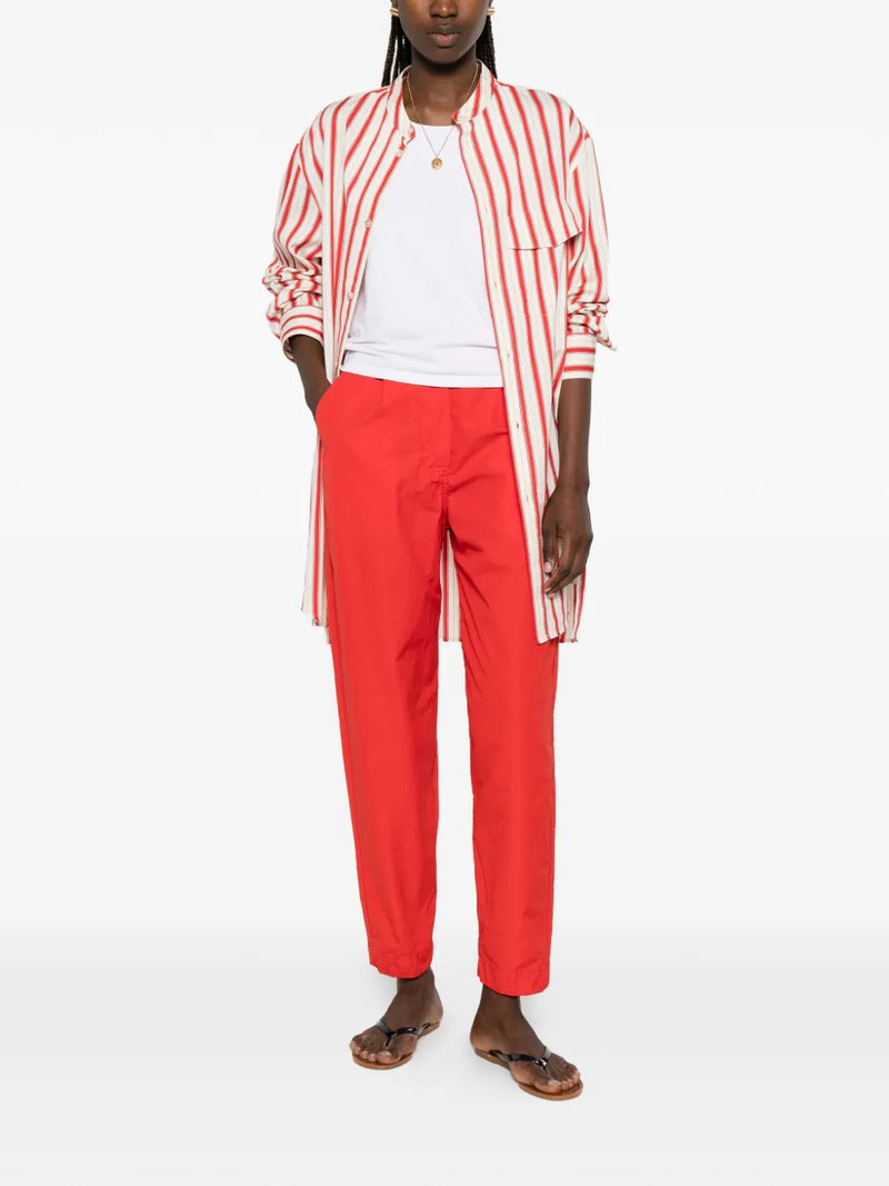 Contemporary cotton pinstripe oversize shirt, red