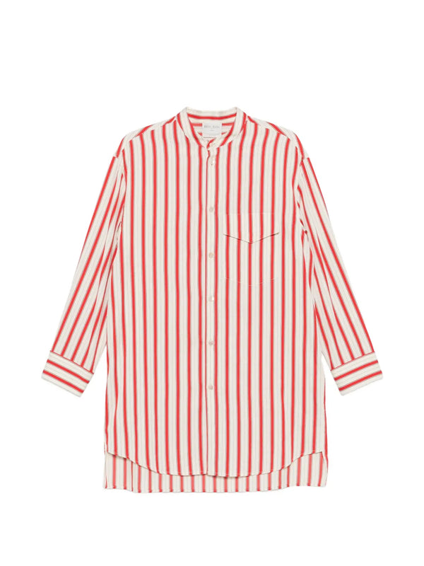 Contemporary cotton pinstripe oversize shirt, red