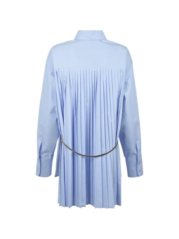Nespola back plissé-pleated overshirt, light blue