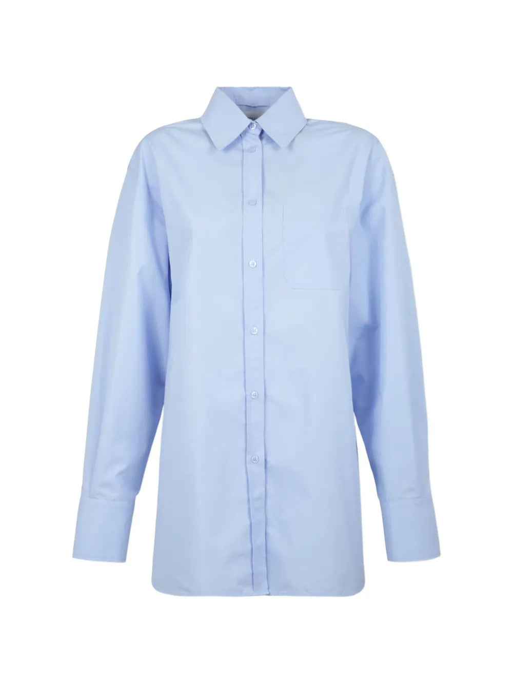 Nespola back plissé-pleated overshirt, light blue