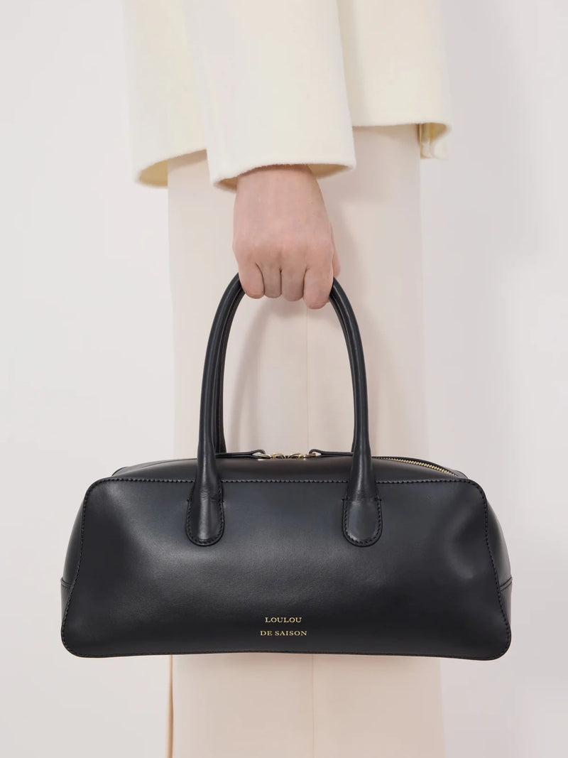 Seth calf leather rectangular handbag, black