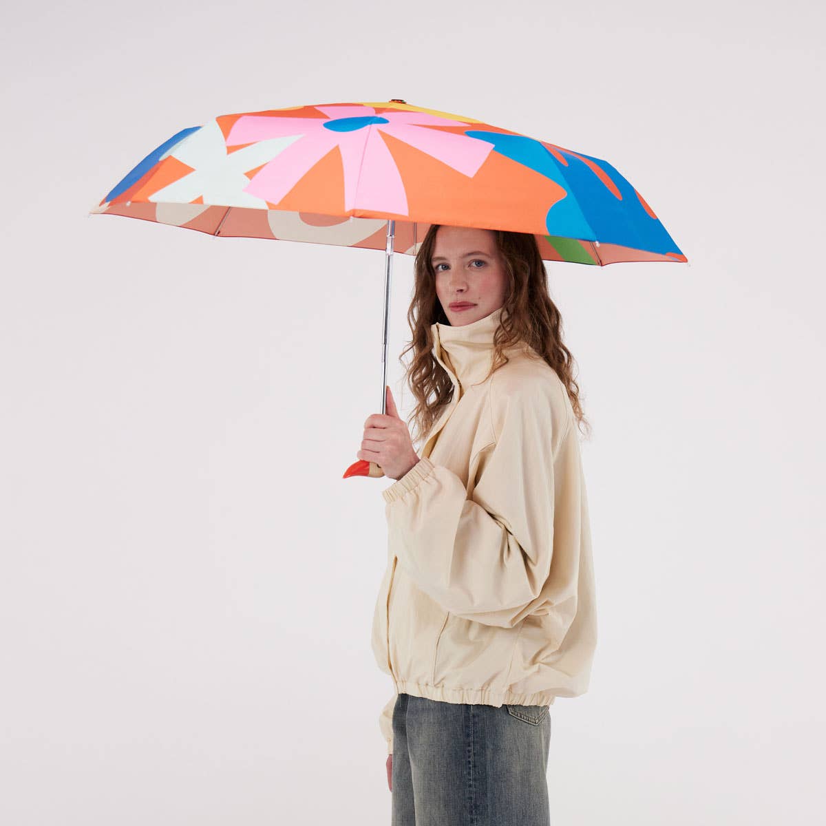 Salsa print duck umbrella, multicoloured red